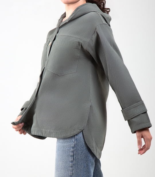 مانتو کتان کلاه دار زنانه کد 503060 1