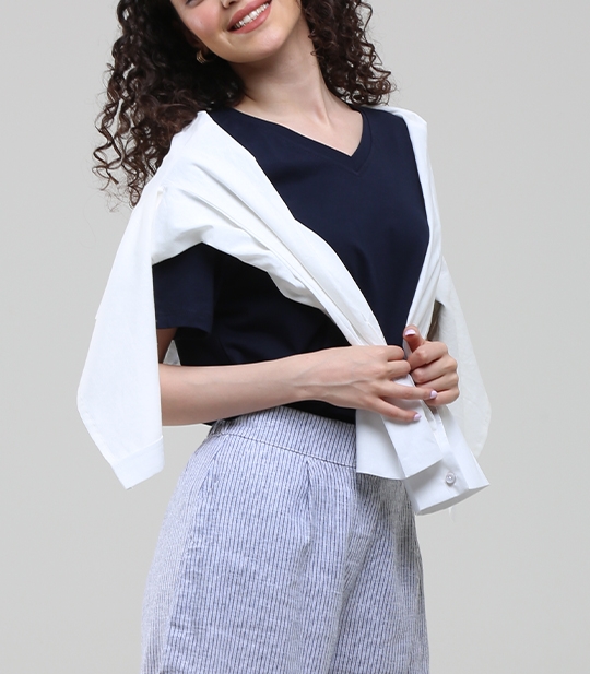 تیشرت نخ پنبه یقه هفت کد 702543 4