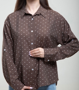 شومیز حریر خال خالی زنانه کد 701757 2